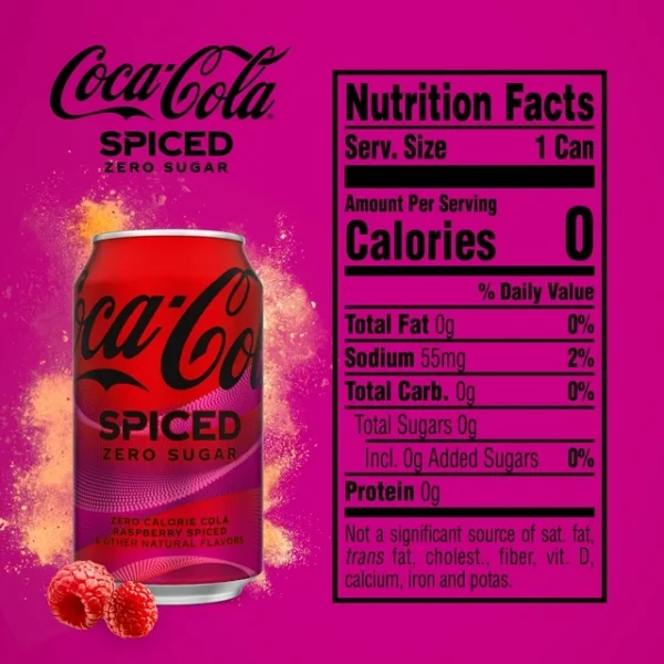 Coca-Cola Raspberry Spiced Zero Sugar – 355ml – American Soda